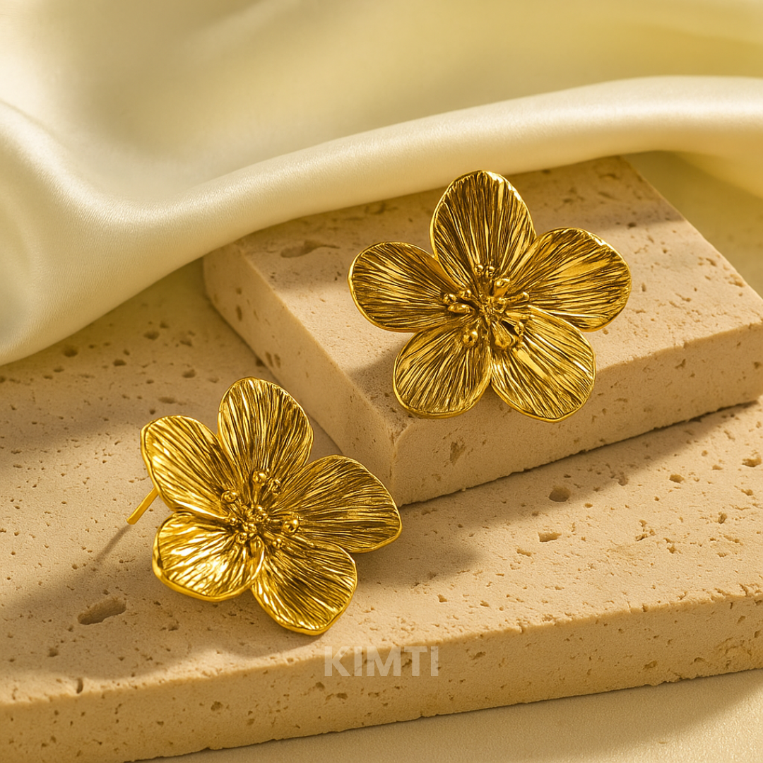 Golden Flower Anti Tarnish Earrings