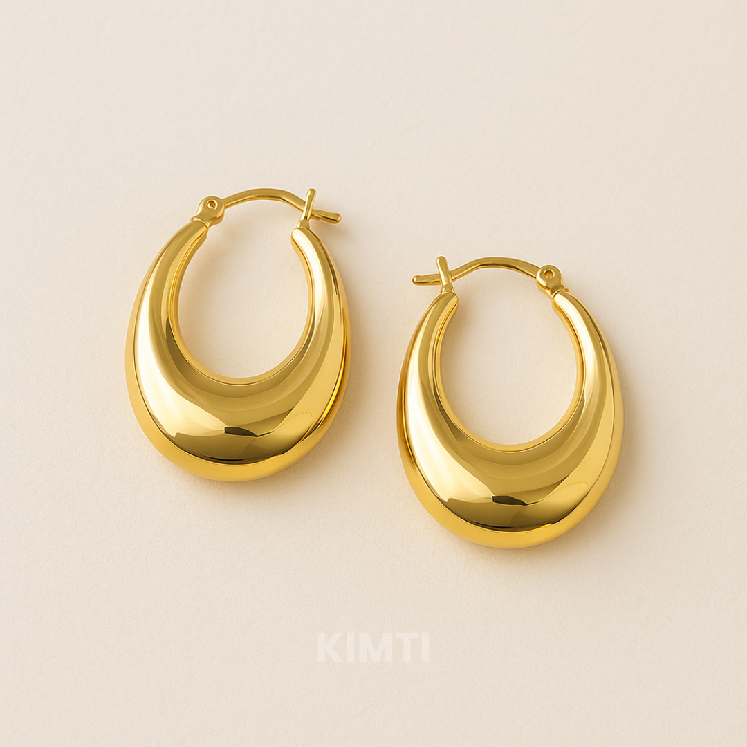 Golden Gleaming Arc Hoops Anti Tarnish Earring