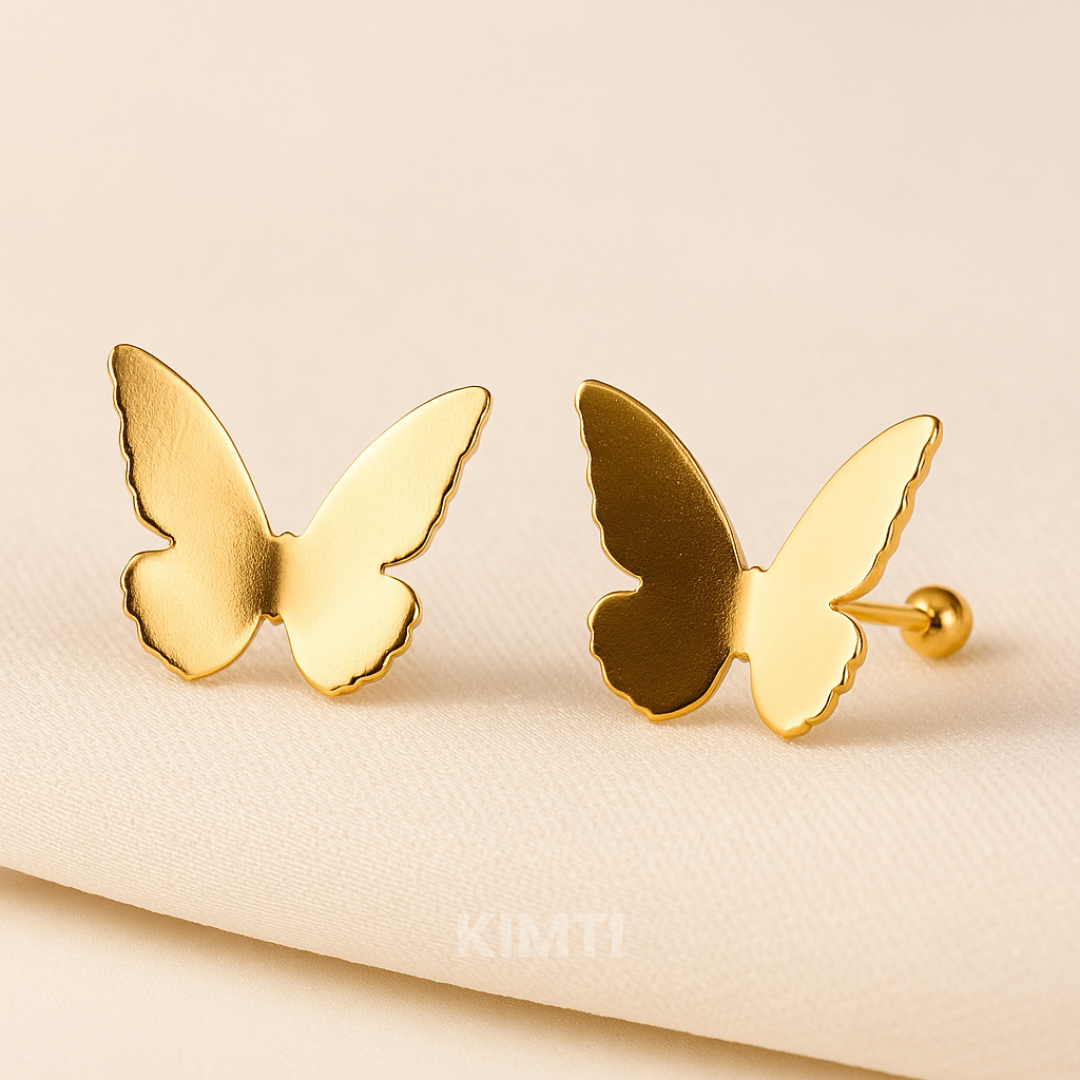 Rose Gold Butterfly Stud Earring