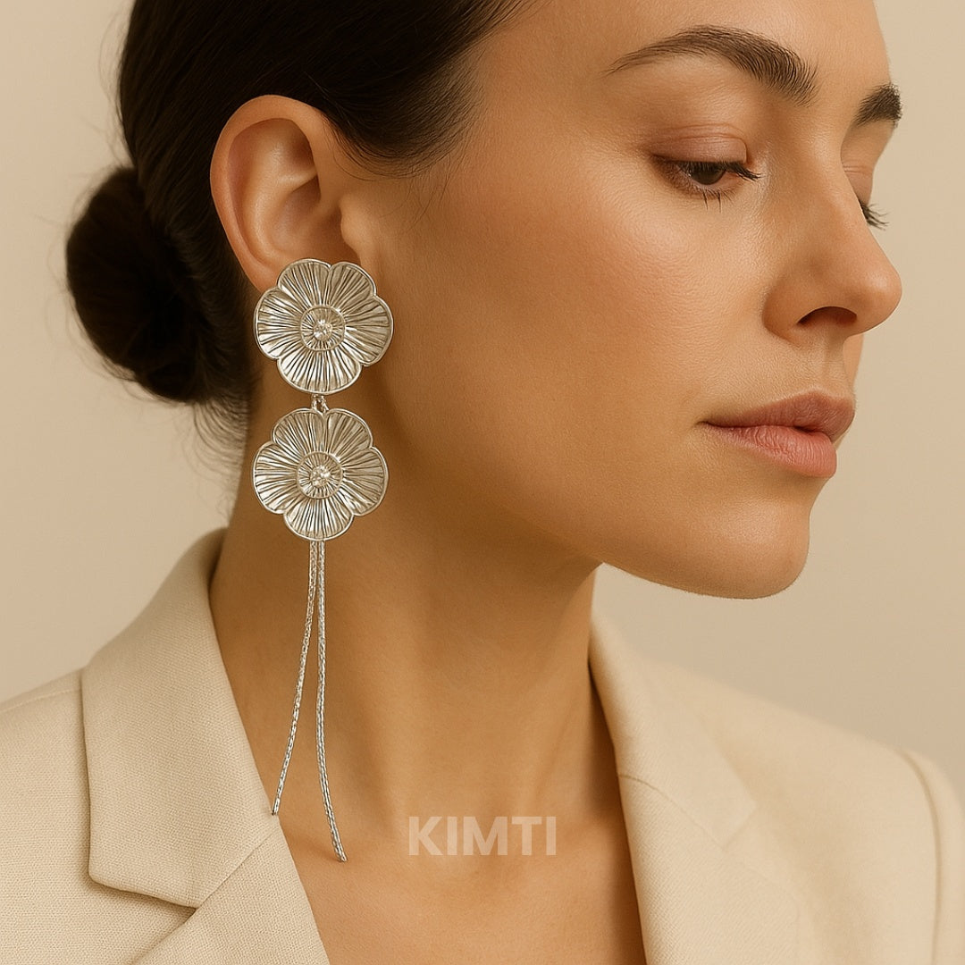 Zara Dupe Drop Silver Earring
