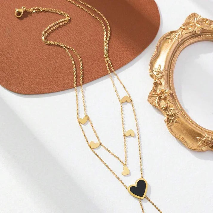 Dual Layer Anti Tarnish Heart Necklace