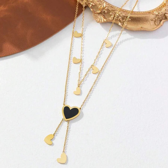 Dual Layer Anti Tarnish Heart Necklace