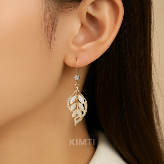 Golden Leaflet Drop Earring — Buy Any 5 for Rs. 599