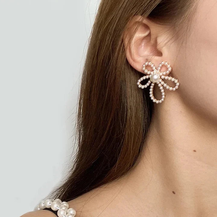 Pearl Blossom Flower Drop Earring