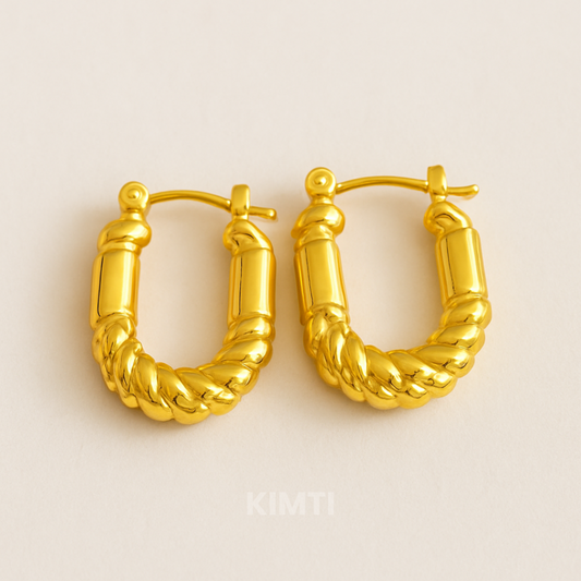 Gold-Plated Geometric Hoop Anti Tarnish Earring