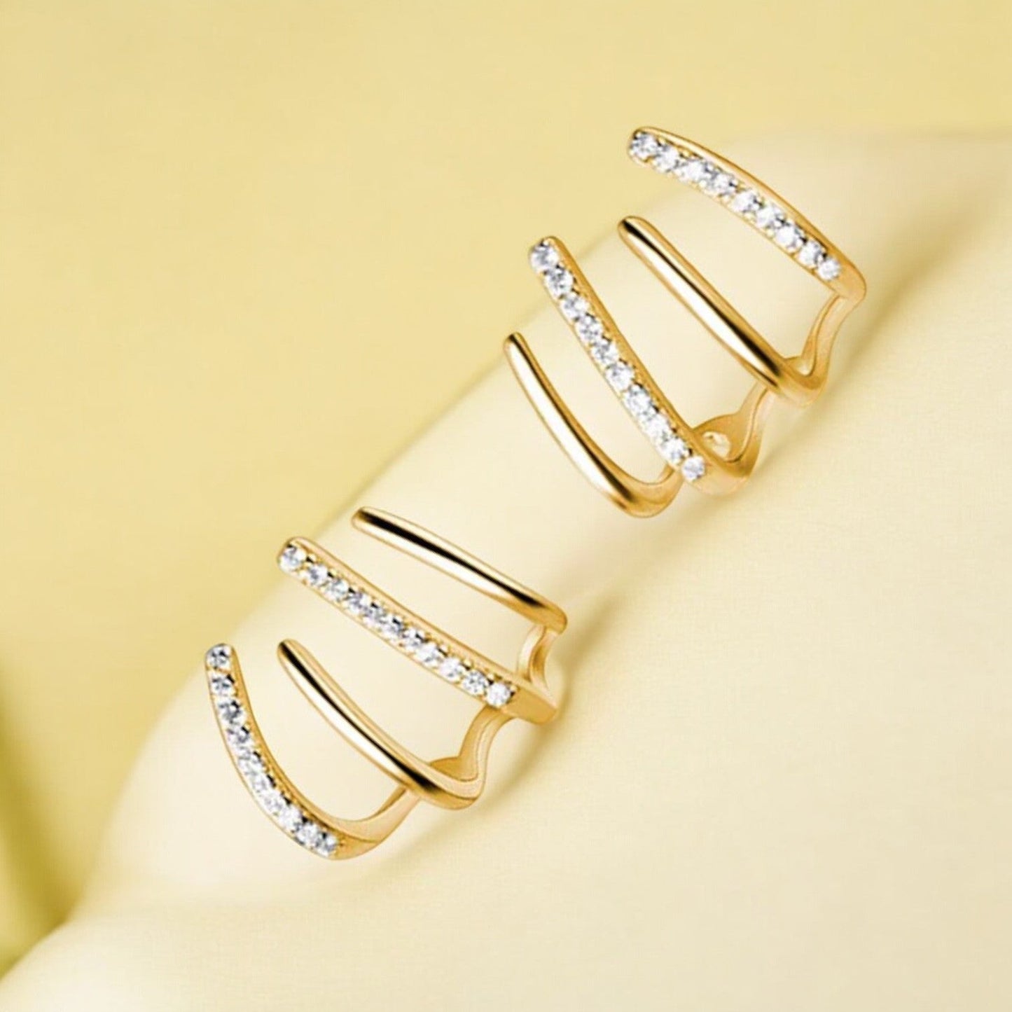 Diamond Four Claw Golden Stud Earring — Buy Any 5 for Rs. 599