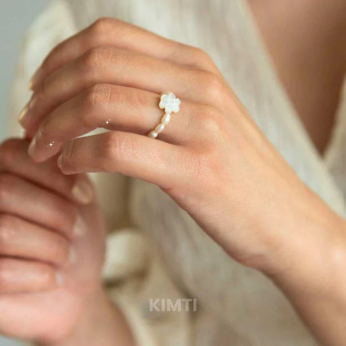 White Pearl Korean Ring Stack (Set of 2)