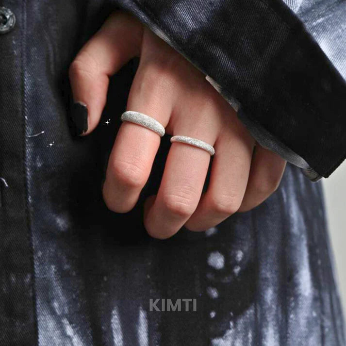Silver Alloy Korean Sparkling Finger Ring Stack (Set of 2