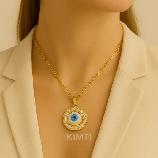 Anti Tarnish 18K Gold Plated Evil Eye Necklace