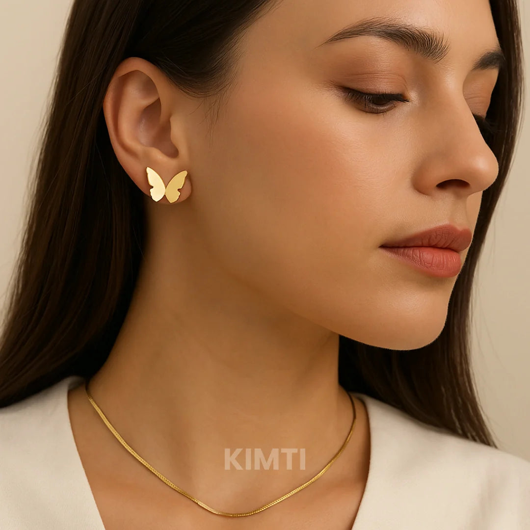 Rose Gold Butterfly Stud Earring
