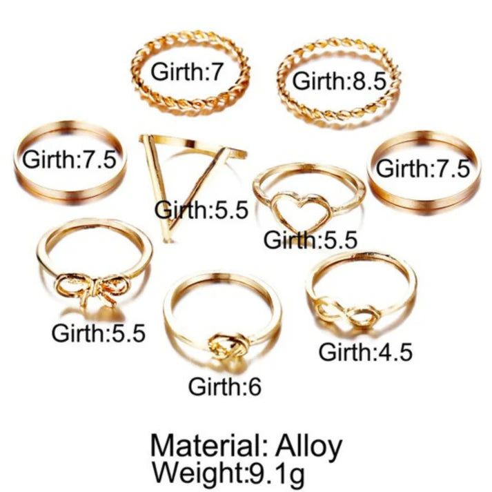 Set Of 9 Stackable Finger Ring