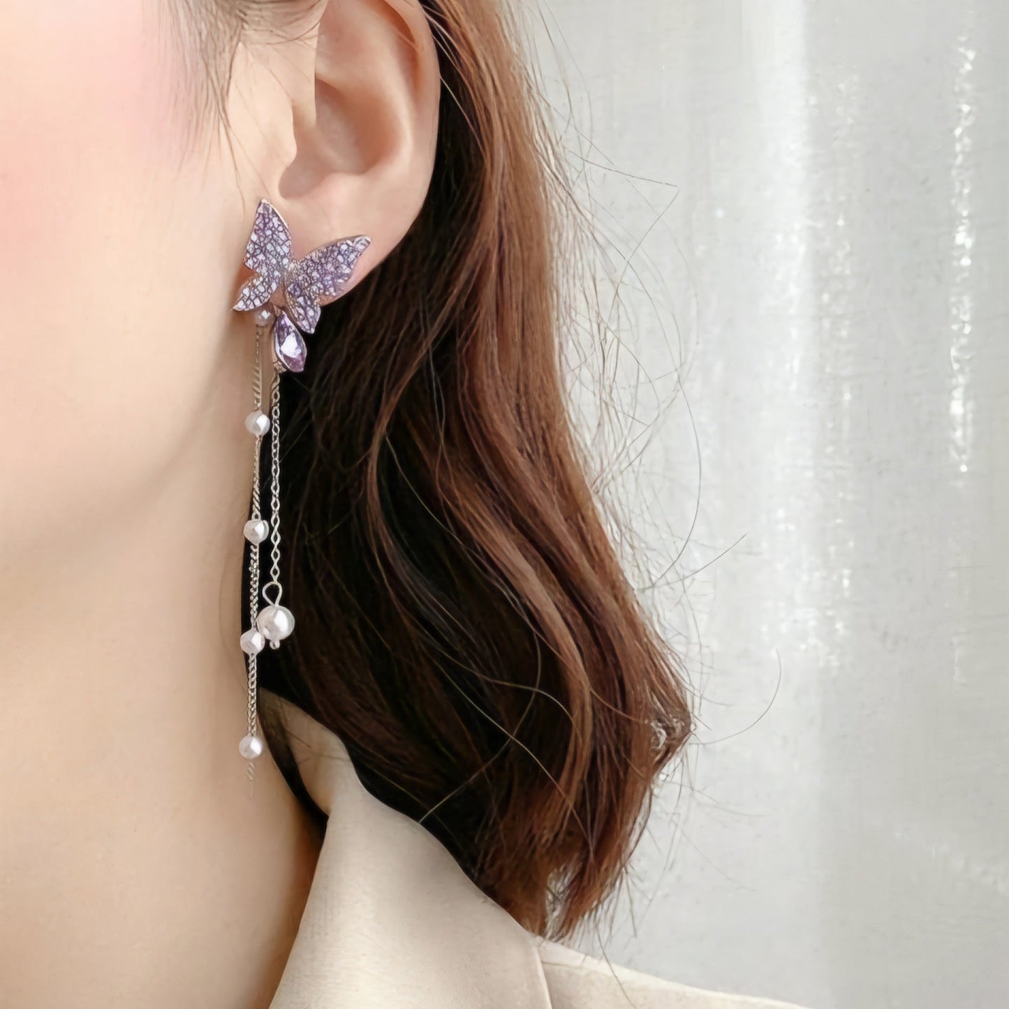 Purple Butterfly Dangle Earring