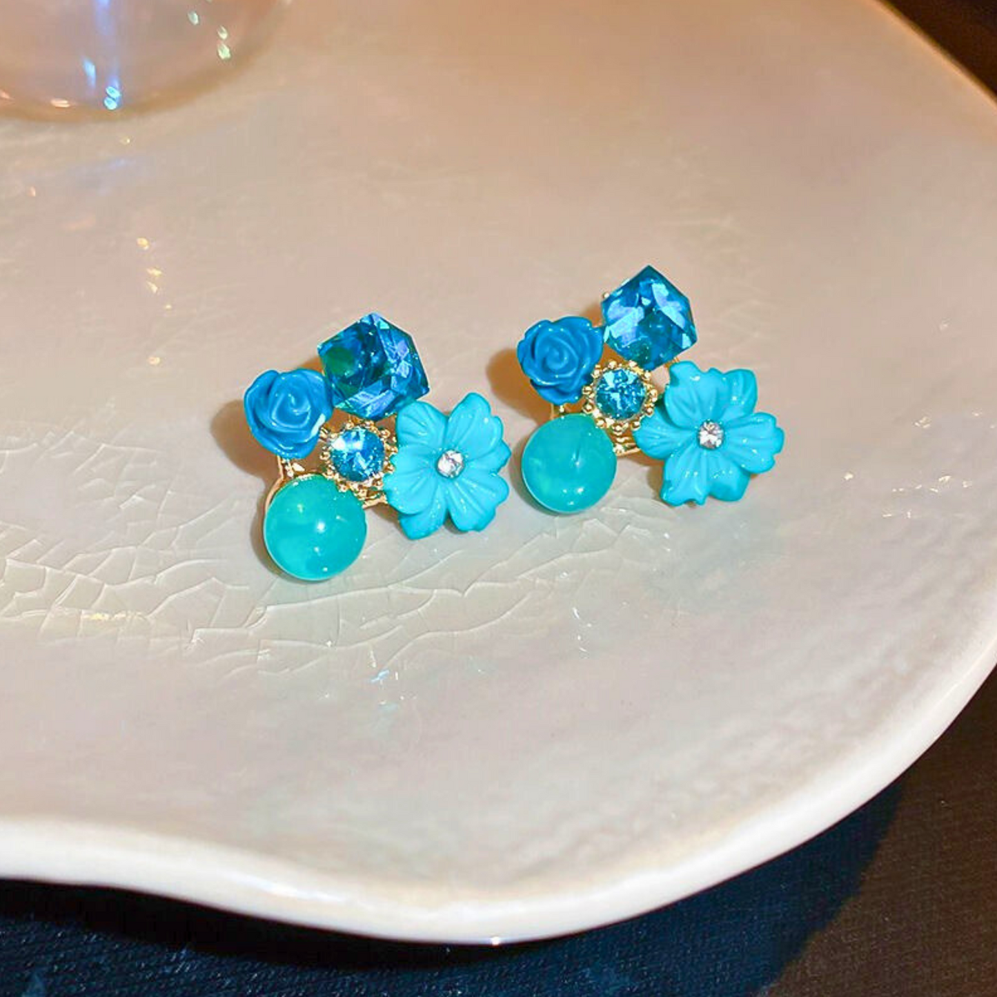 Blue Pleasure Charms Stud Earring