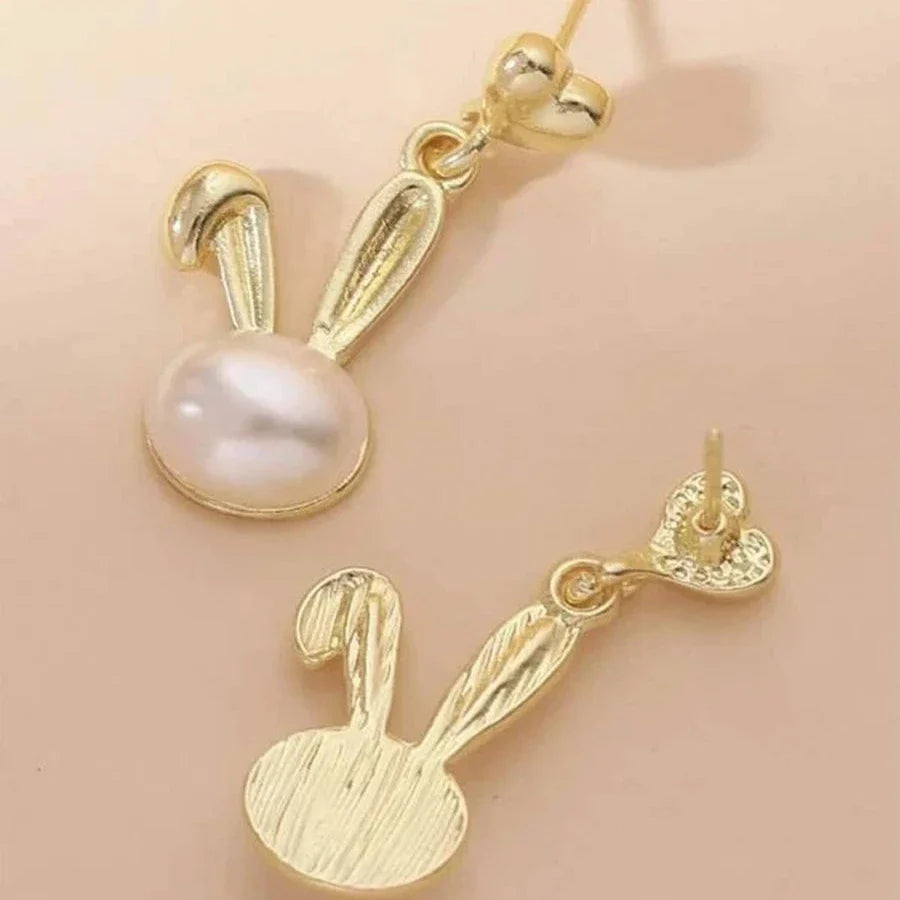 Cute Bunny White Drop Earring