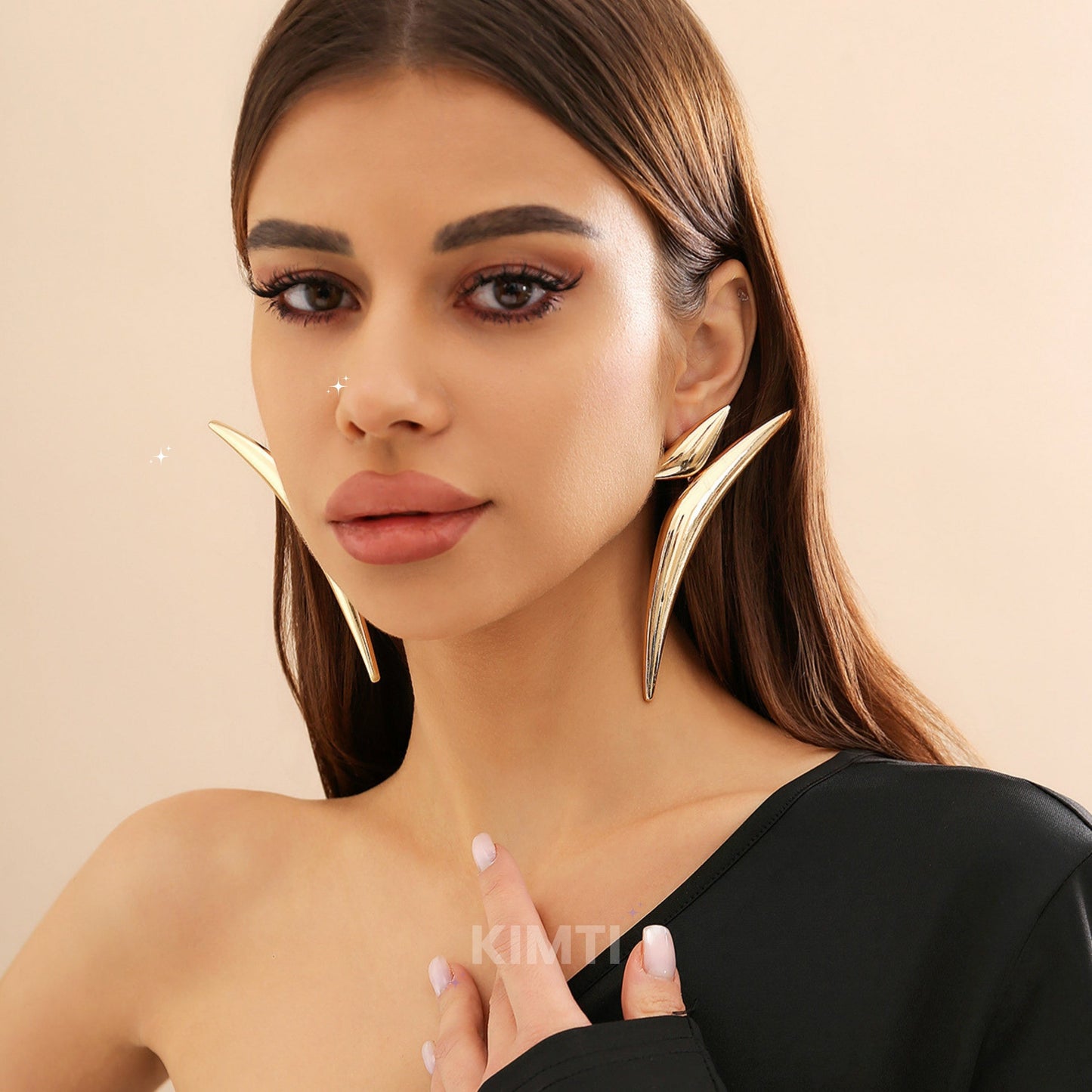 Gold Moon Stud Earrings
