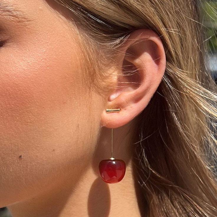Cherry Blossom Red Drop Earring