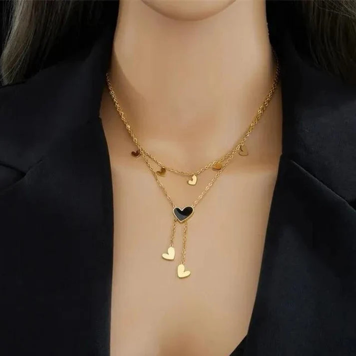 Dual Layer Anti Tarnish Heart Necklace