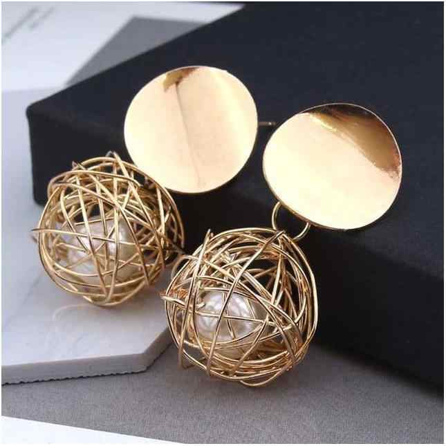 Gold Pearl Dangle Drop Earring — Buy Any 5 for Rs. 599