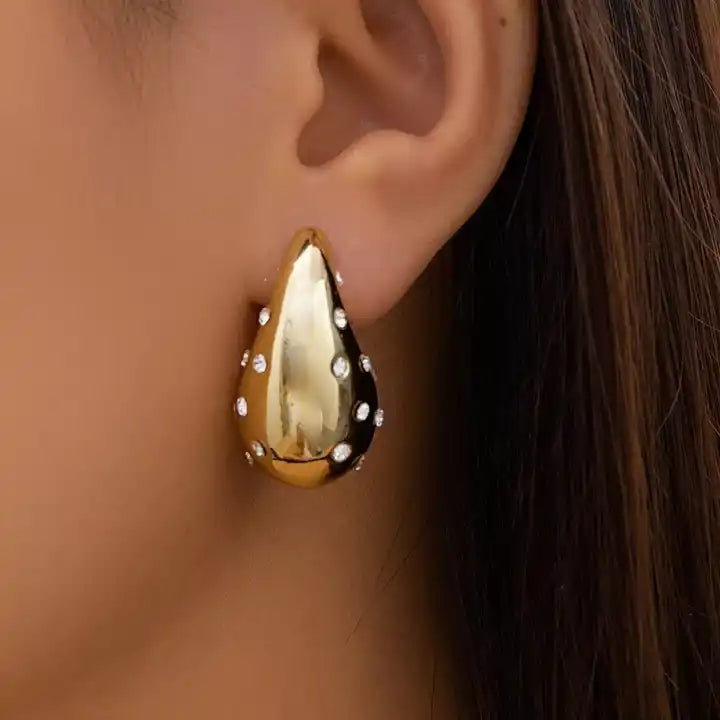 Gold Drop Stud Earring