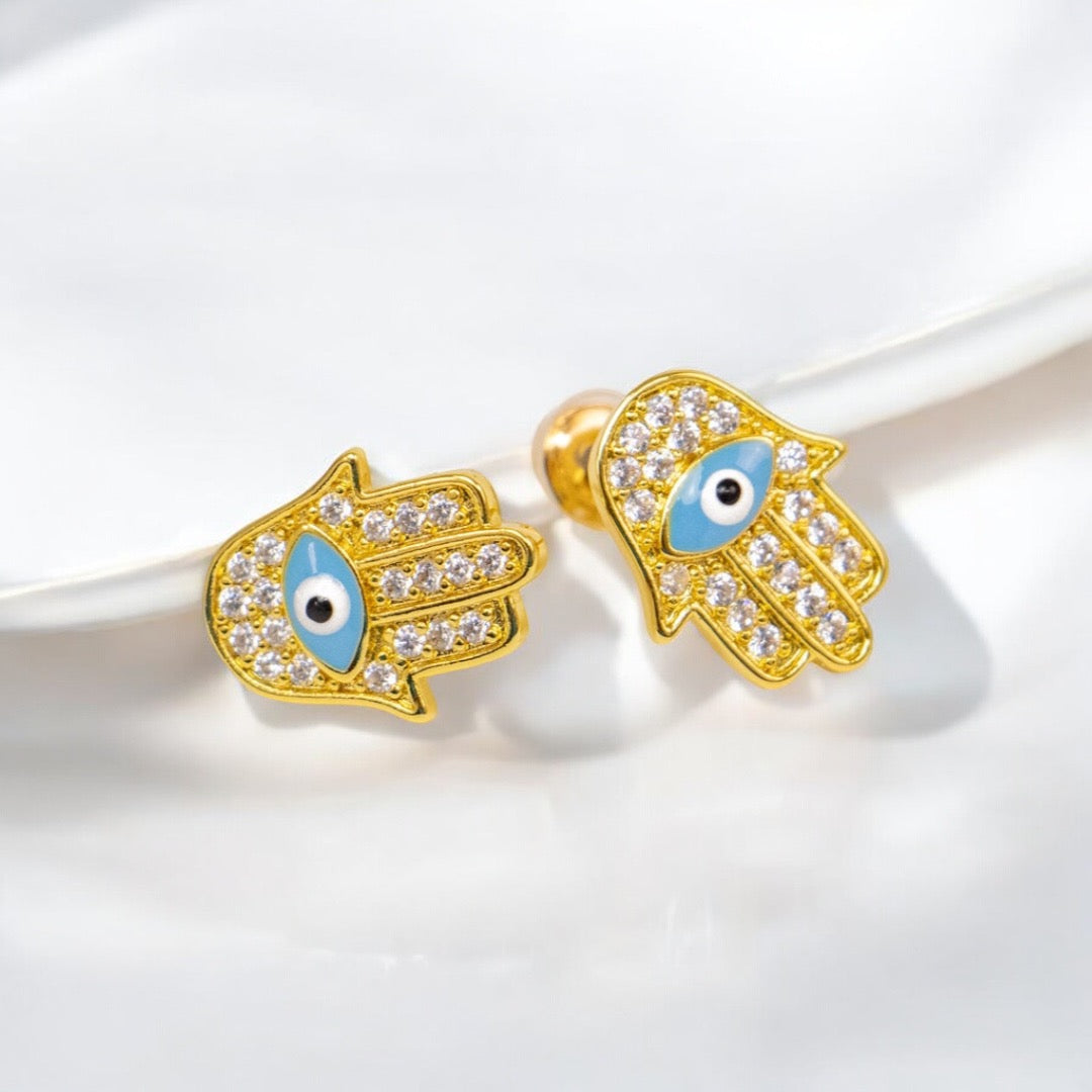 Golden Hand Palm Stud Earring