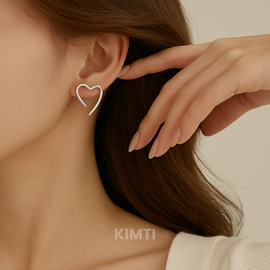 Silver Heart Stud Earring