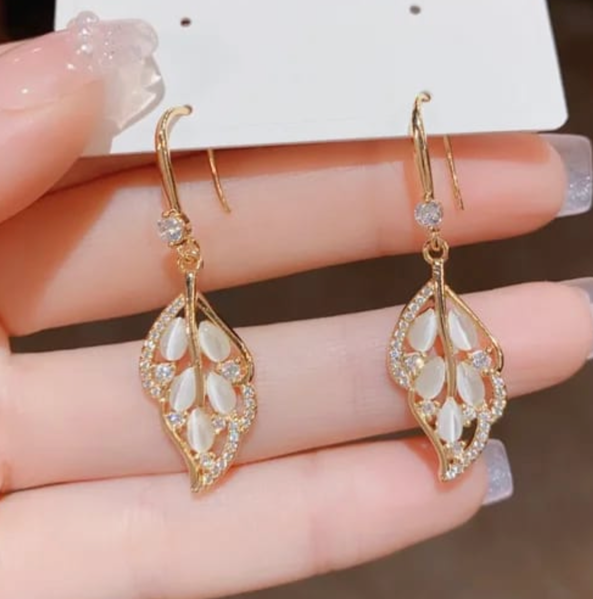 Golden Leaflet Drop Earring — Buy Any 5 for Rs. 599