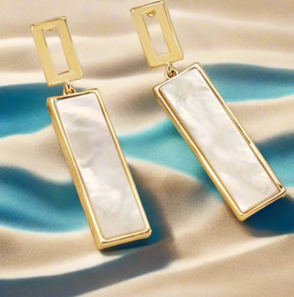 White Rectangle Dangler Earring — Buy Any 5 for Rs. 599