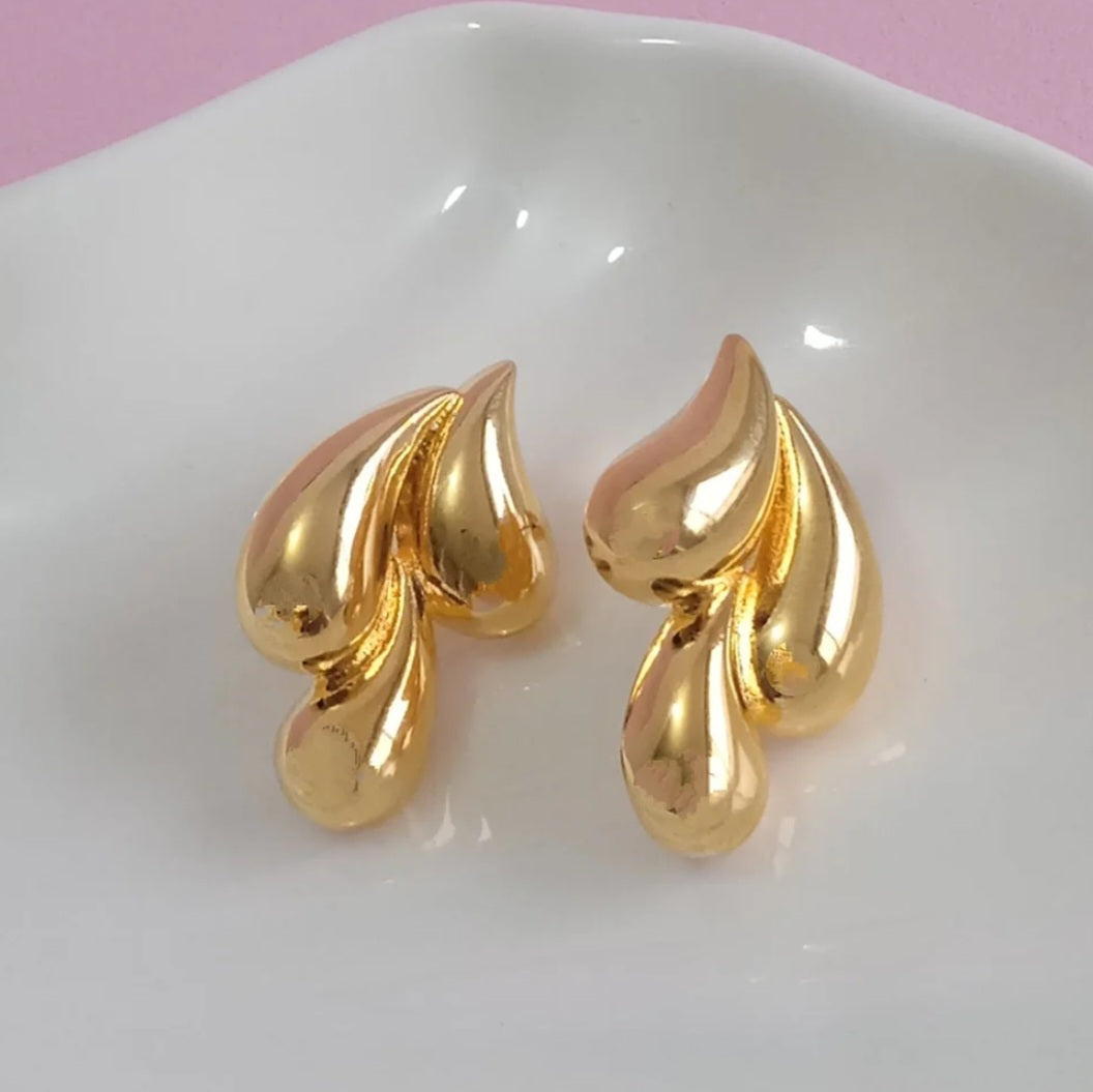 Golden Triple Stud Earring — Buy Any 5 for Rs. 599