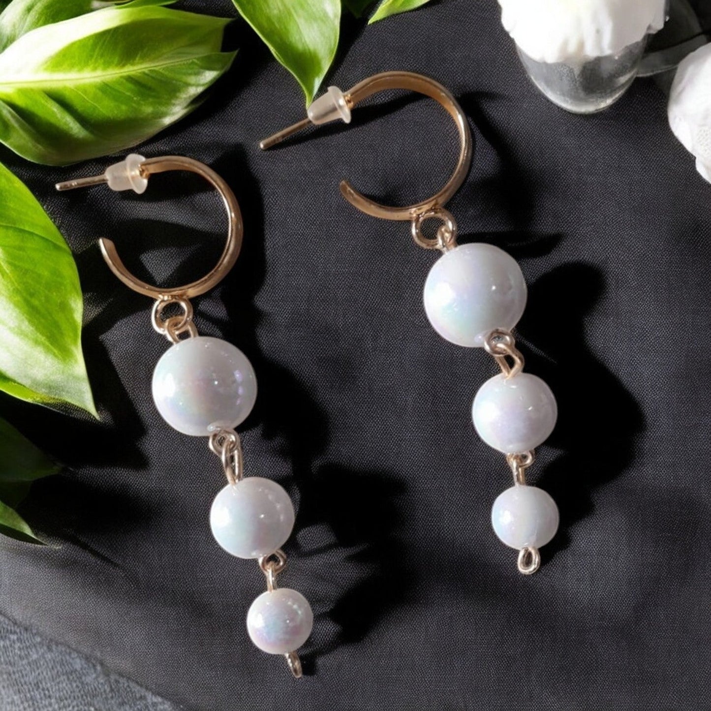White Pearl Drop Dangler Earring