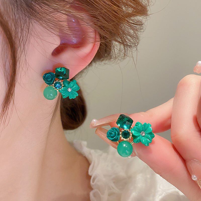 Green Pleasure Charms Stud Earring