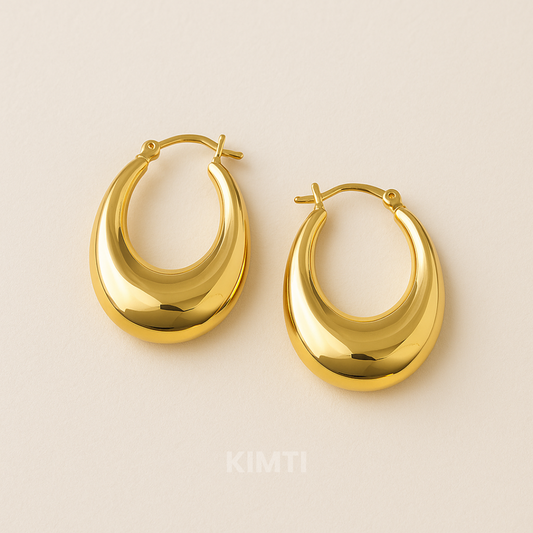 Golden Gleaming Arc Hoops Anti Tarnish Earring