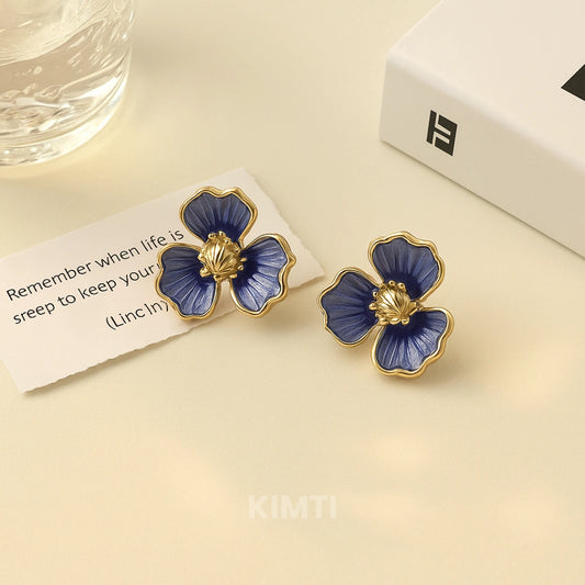 Cute Sweet Blue Flower Stud Earring