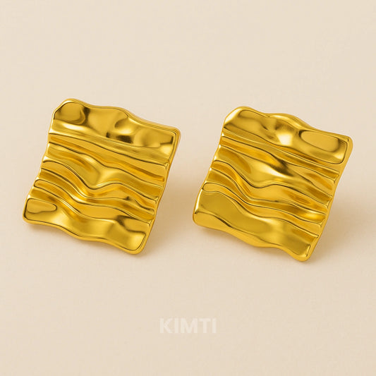 Gold Stud Steel Square Anti Tarnish Earring