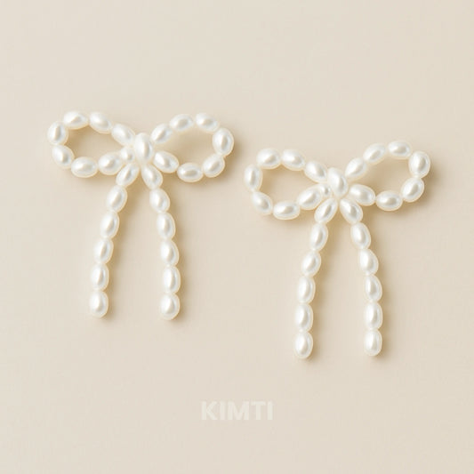Pearl Knot Dangle Bow Earring
