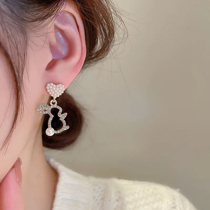 Silver Bunny Drop Earring