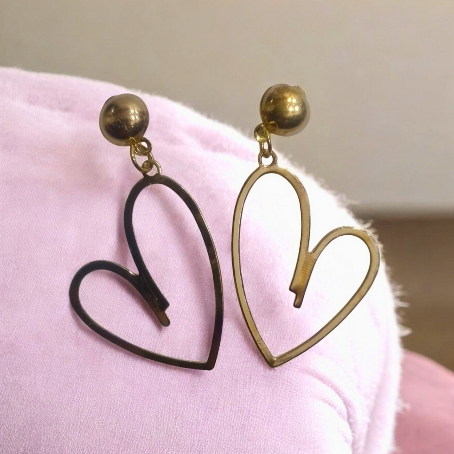 Rose Gold Heart Drop Earring