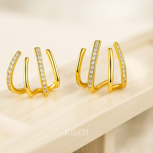 Diamond Four Claw Golden Stud Earring — Buy Any 5 for Rs. 599