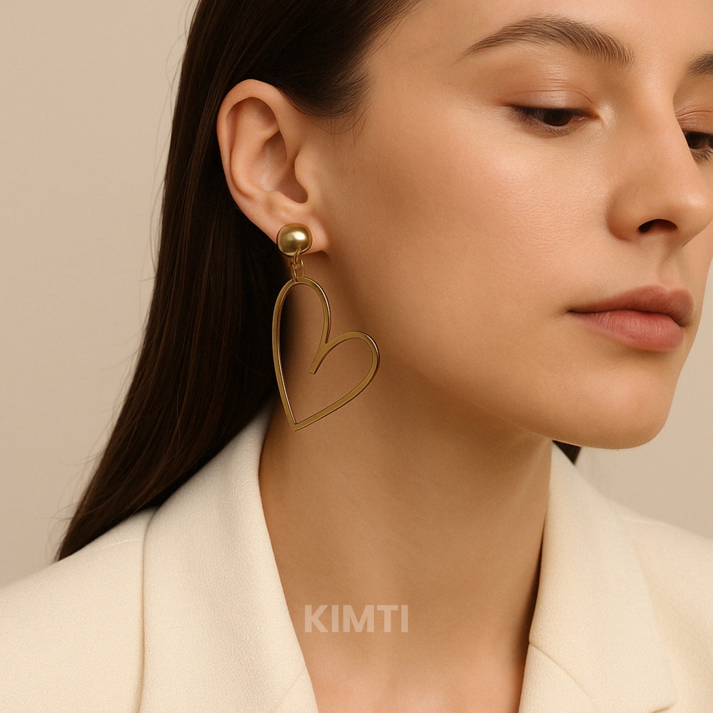 Rose Gold Heart Drop Earring