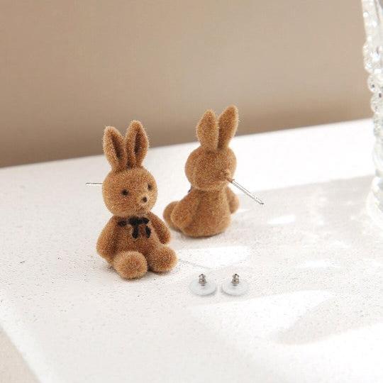 Playful Bunny Studs Brown Stud Earring