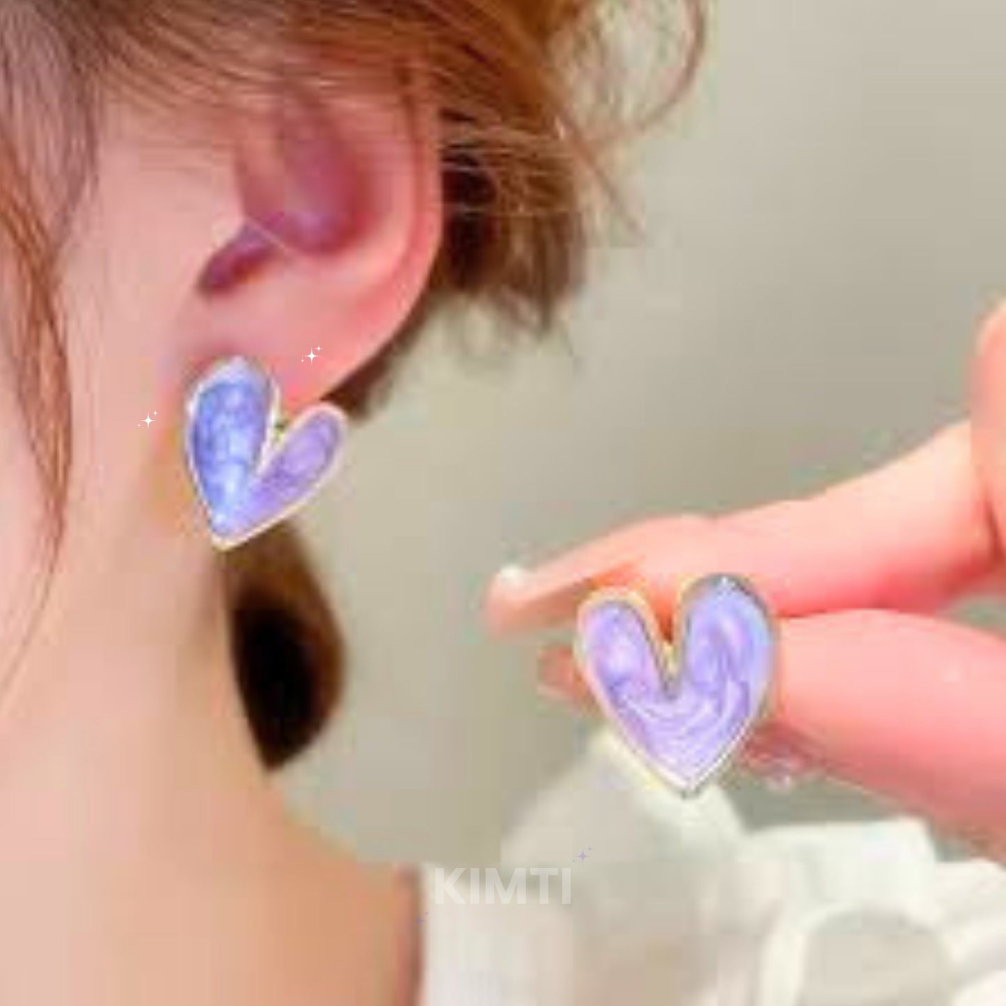 Purple Heart Shape Stud Earring