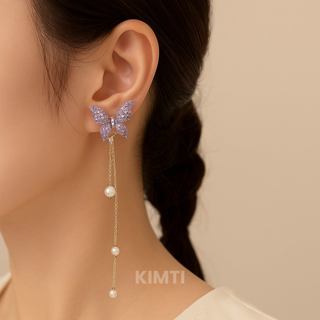 Purple Butterfly Dangle Earring