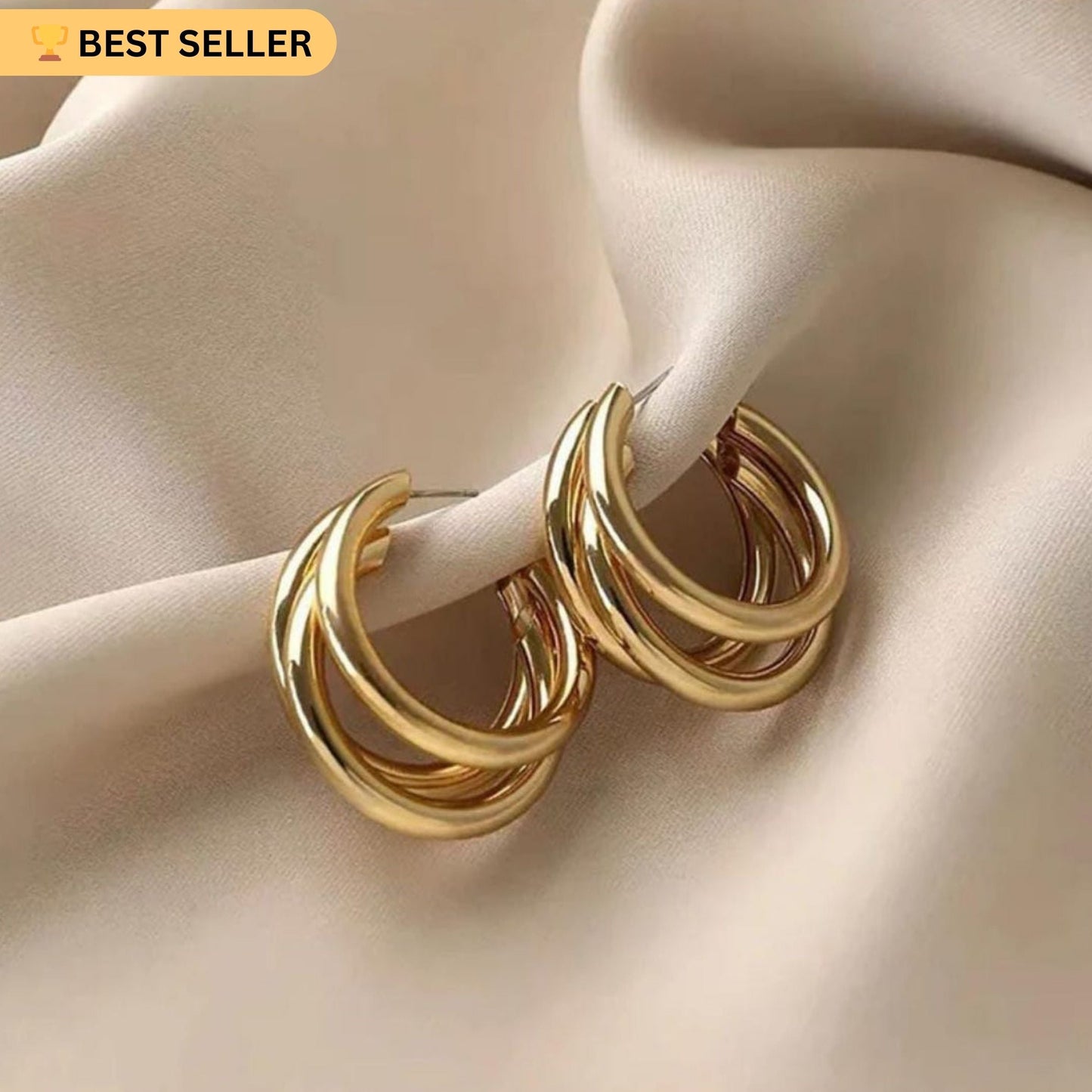 Turn Him On Golden Hoops Earring — Buy Any 5 for Rs. 599