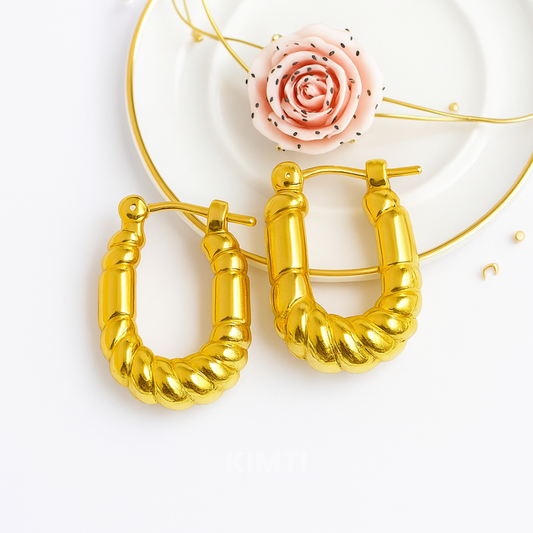 Gold-Plated Geometric Hoop Anti Tarnish Earring