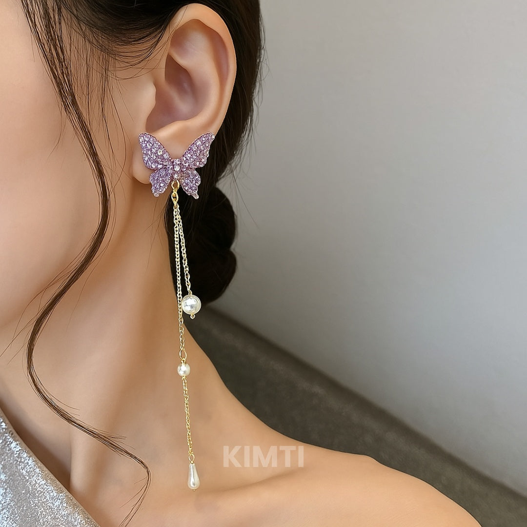 Purple Butterfly Dangle Earring