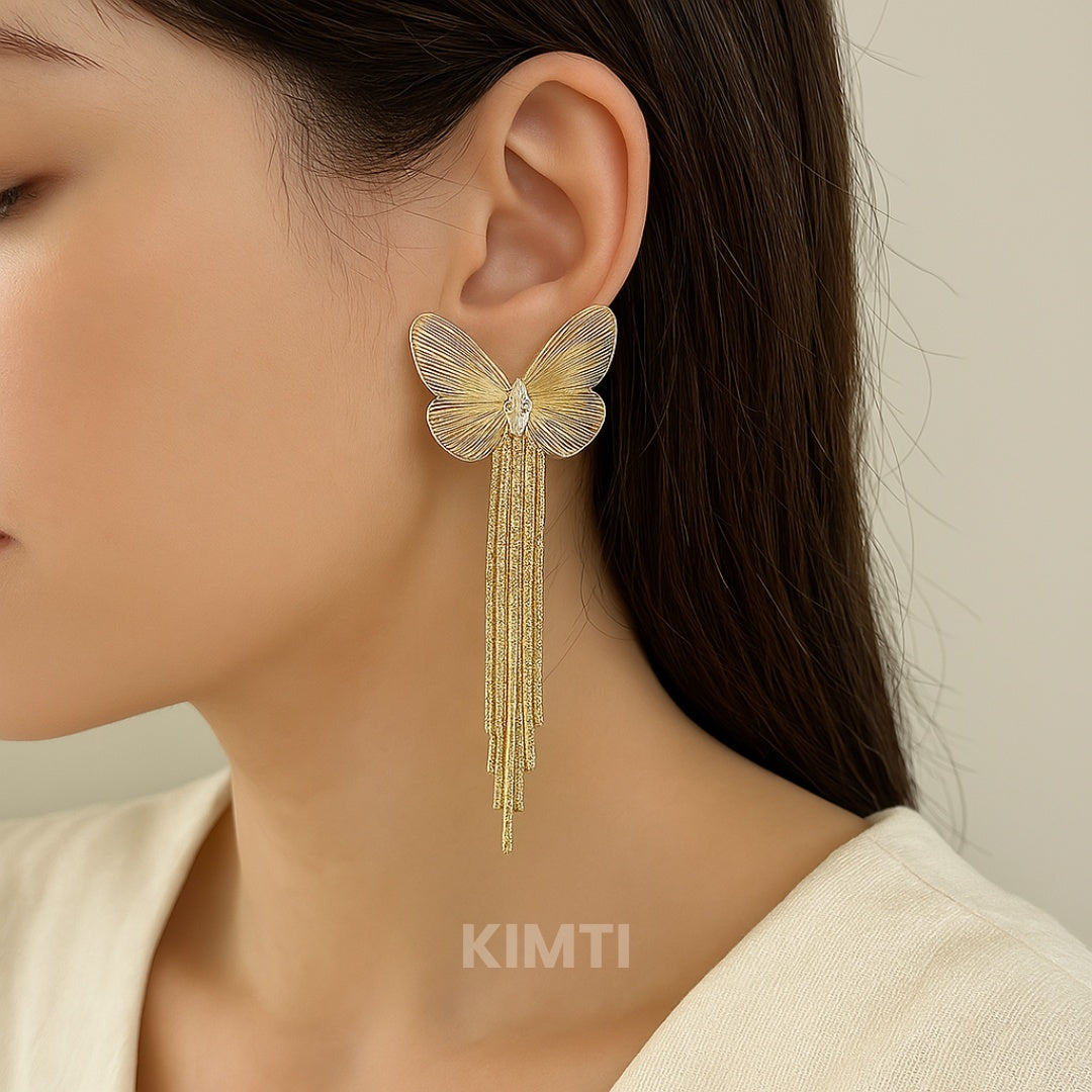 Cute Butterfly Golden Dangler Earring