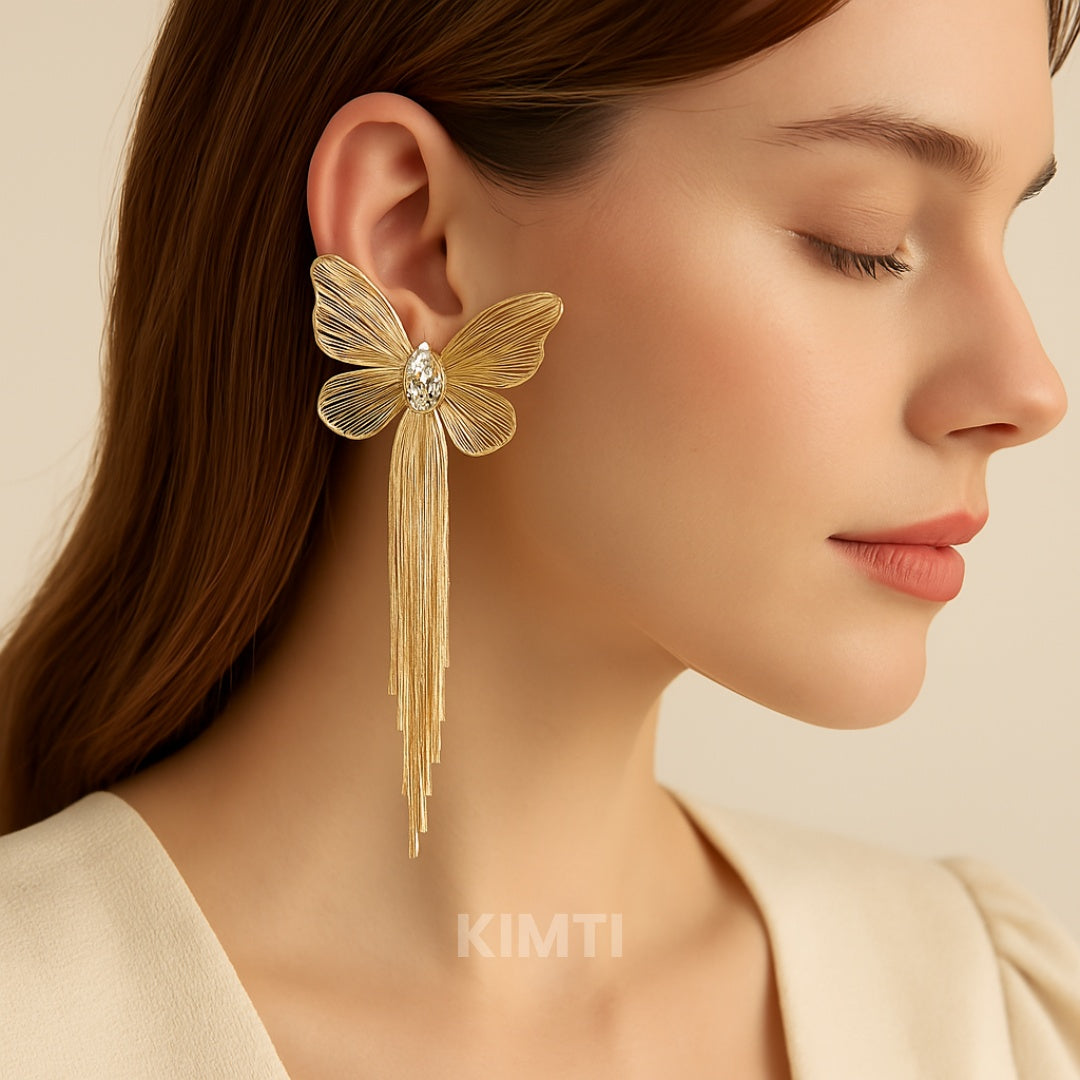 Cute Butterfly Golden Dangler Earring