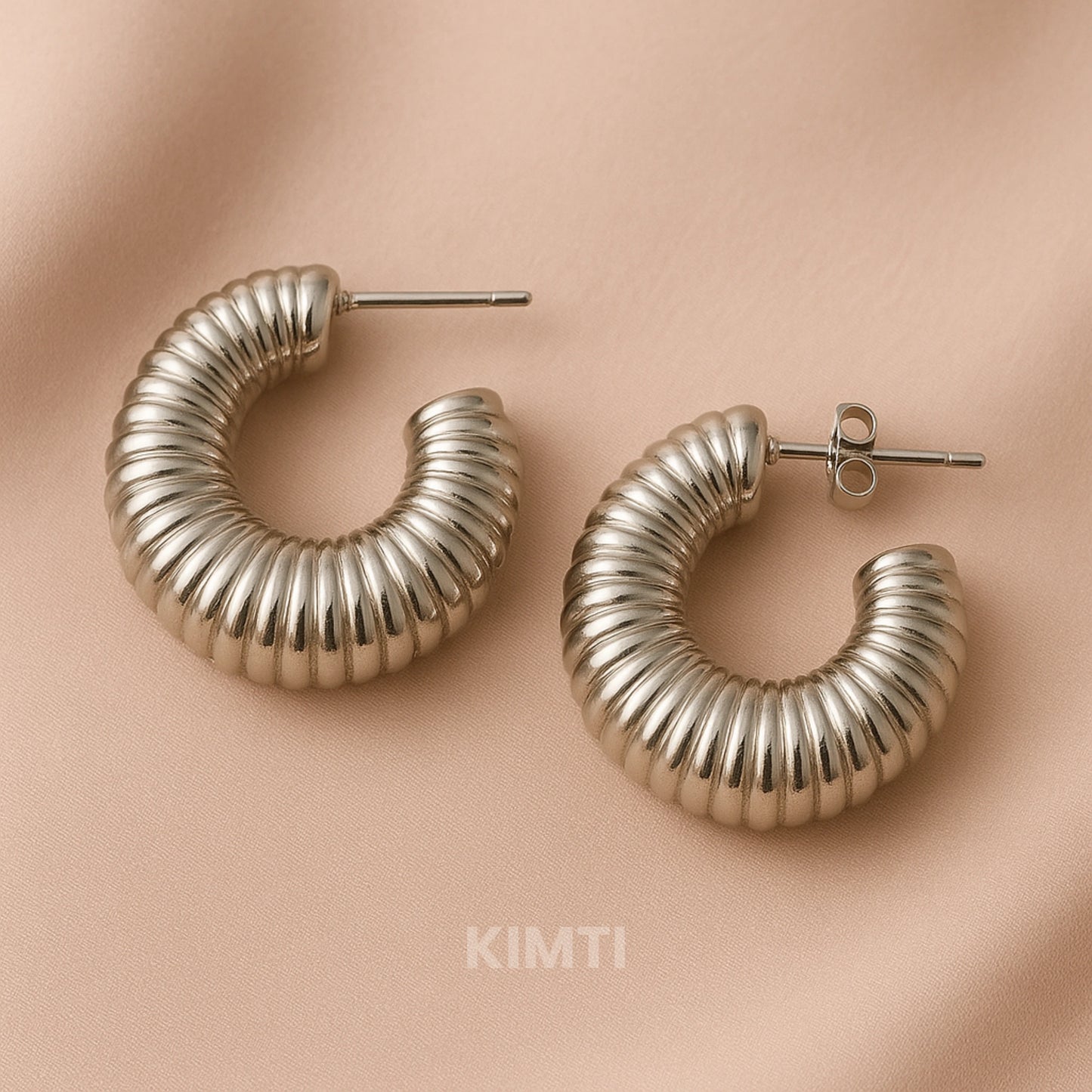 Silver Lustre Hoops Earring