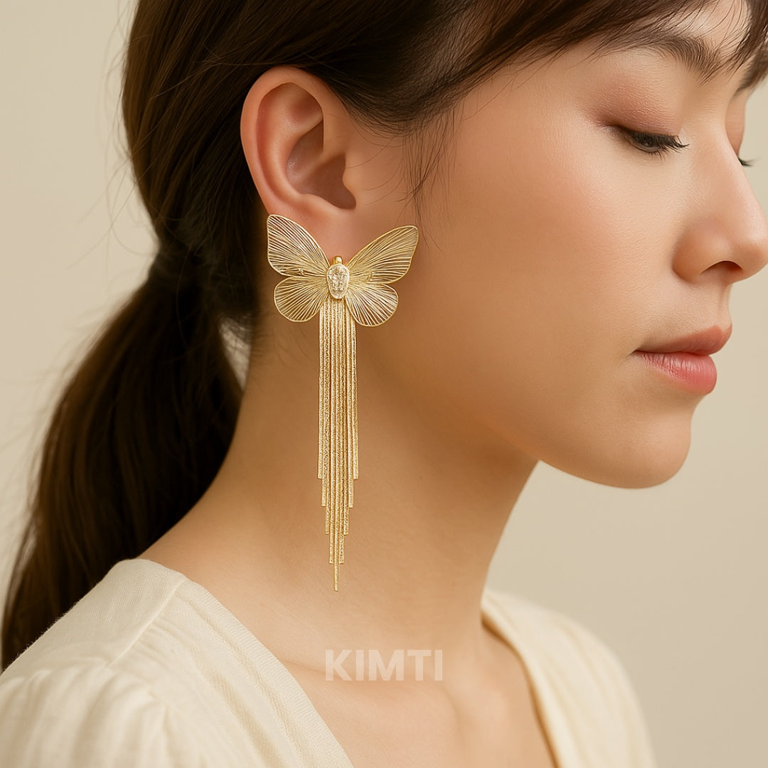 Cute Butterfly Golden Dangler Earring