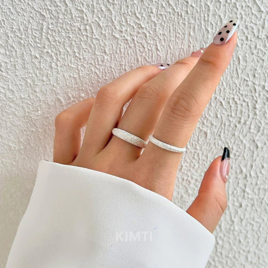 Silver Alloy Korean Sparkling Finger Ring Stack (Set of 2