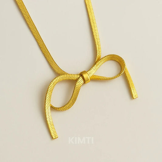 Anti Tarnish Bow Necklace